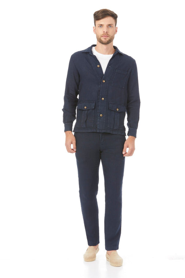 new sahara linen jacket navy - soloio