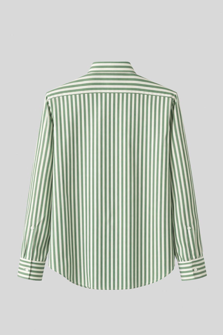 Camisa de lino de hombre a rayas verde bosque