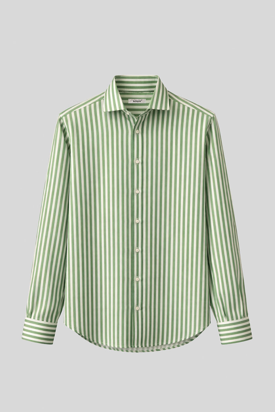 Camisa de lino de hombre a rayas verde bosque