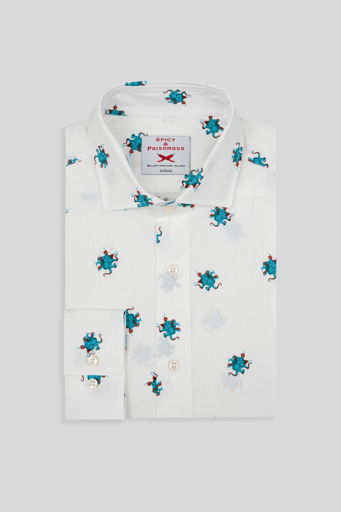 octopus cotton shirt turquoise - soloio