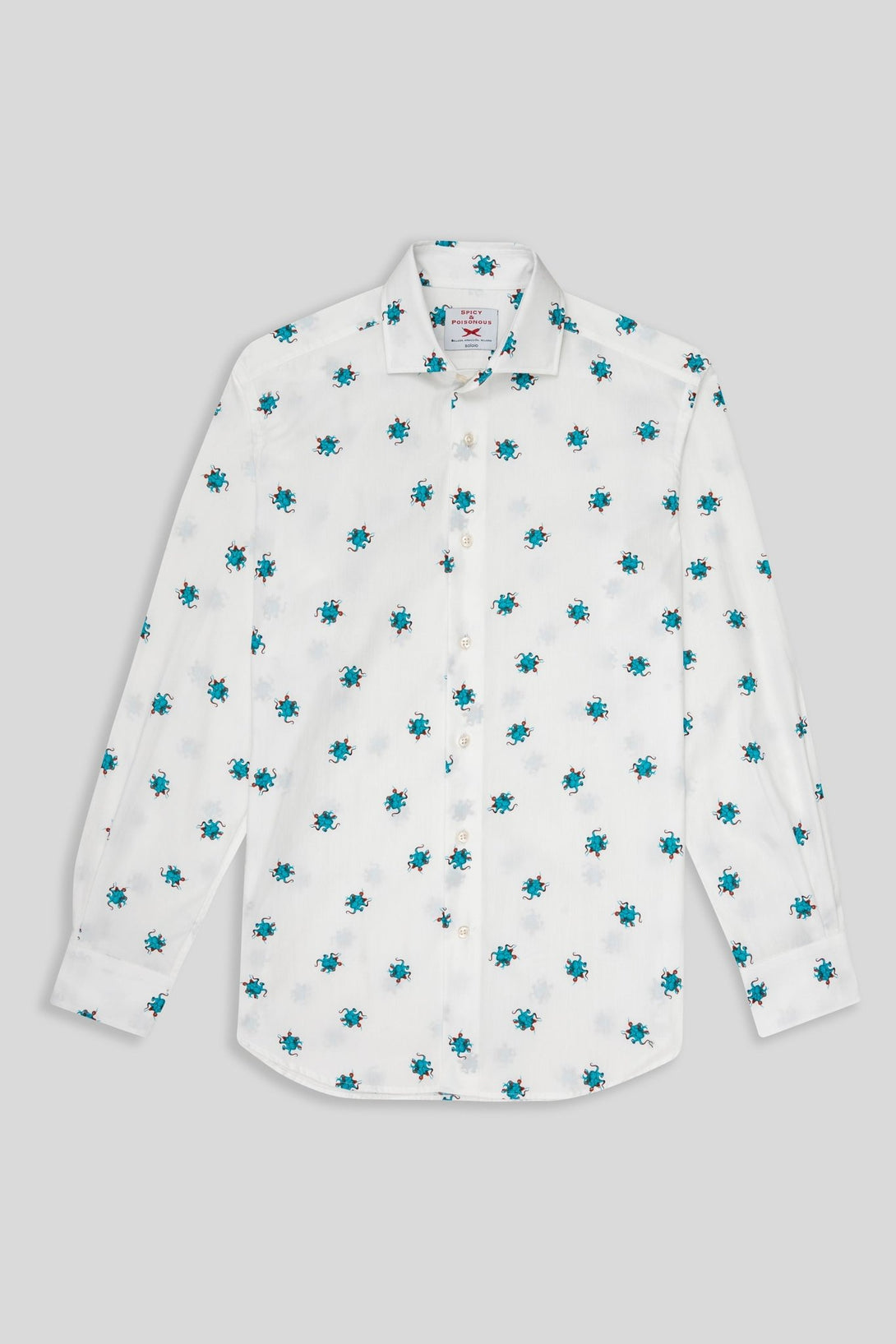 octopus cotton shirt turquoise - soloio