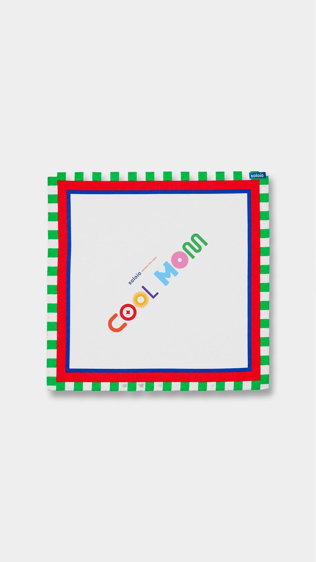 Pañuelo cuadrado verde de seda y algodón pequeño "Cool Mom"