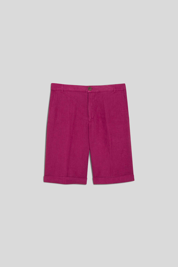 basic linen bermuda shorts fuxia