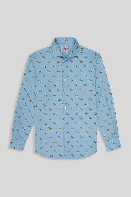 cotton shirt mushrooms sky blue