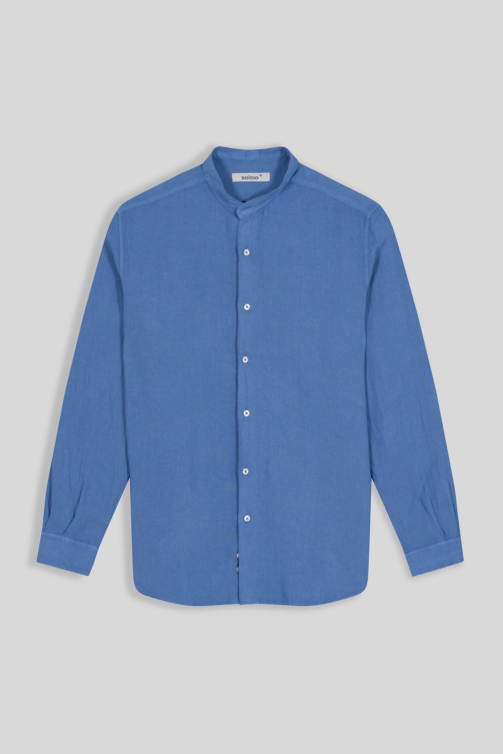 basic linen shirt mao collar blue - soloio