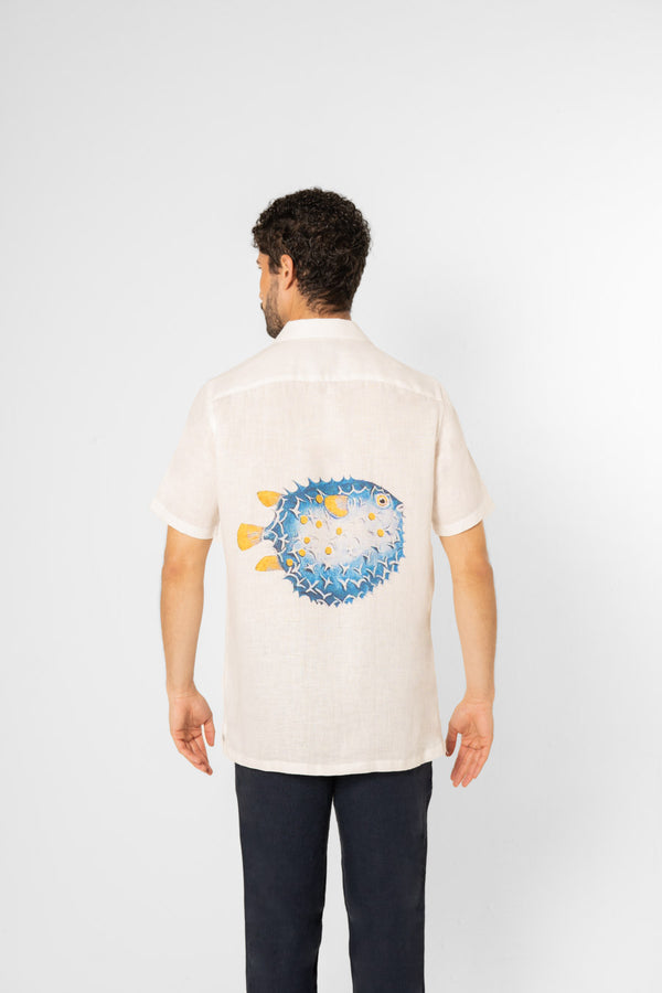 puffer fish linen shirt