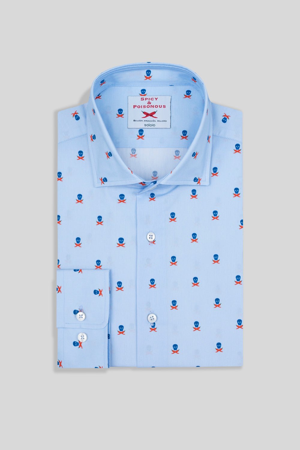 sky blue cotton skull shirt - soloio