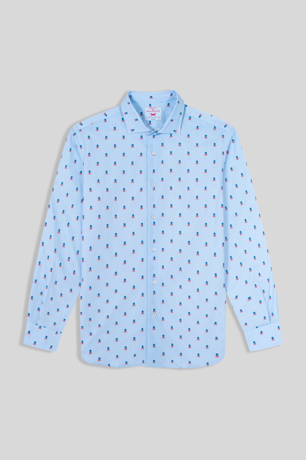 sky blue cotton skull shirt - soloio