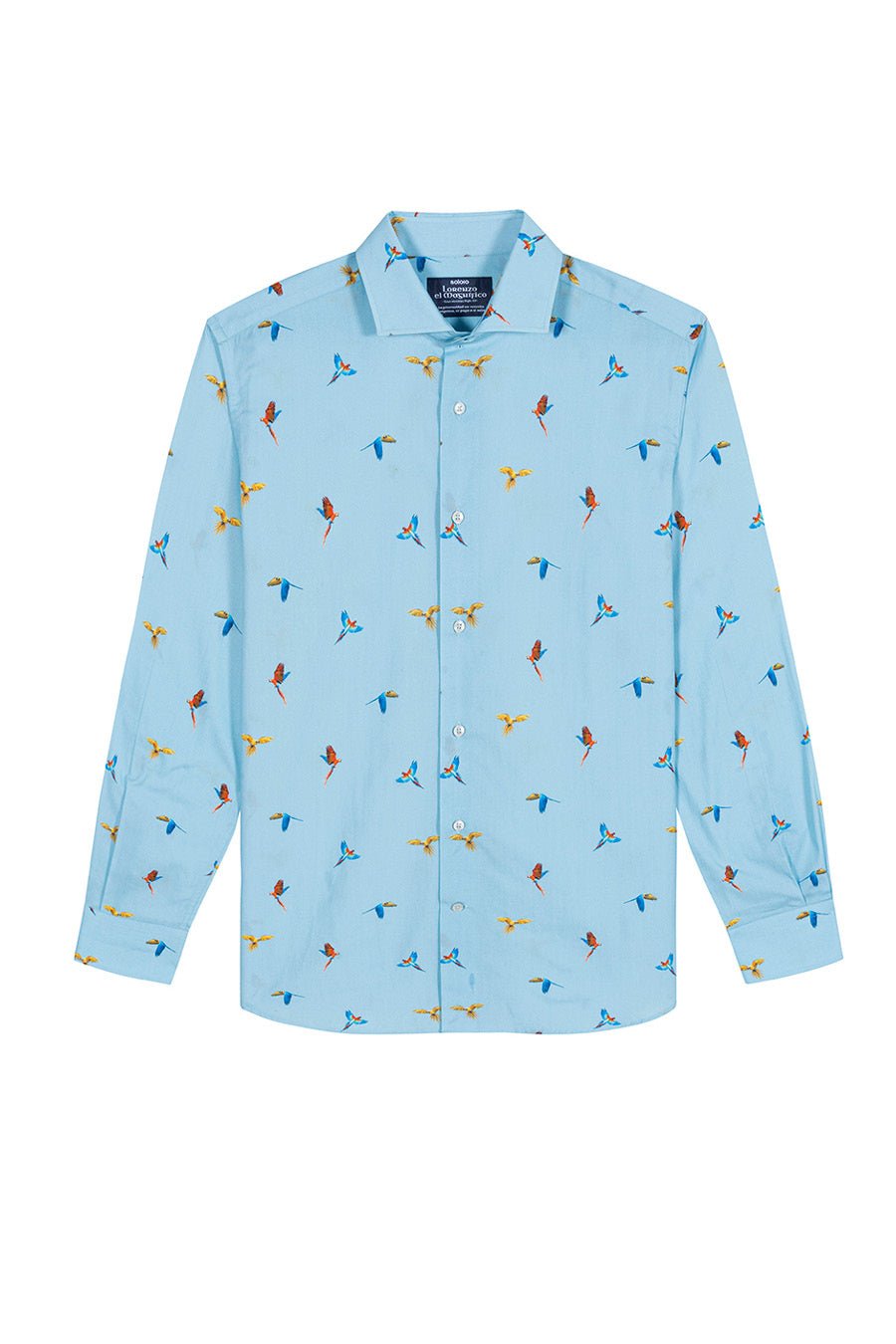 sky blue lorenzo cotton shirt macaws - soloio