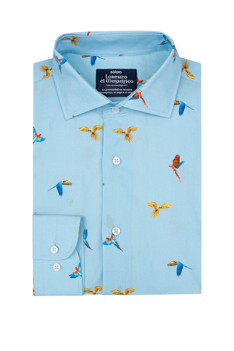 sky blue lorenzo cotton shirt macaws - soloio