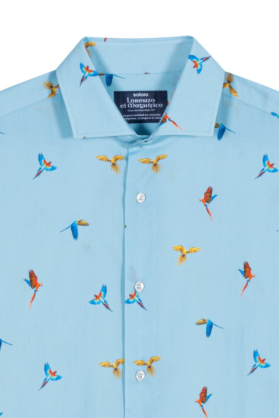 sky blue lorenzo cotton shirt macaws - soloio