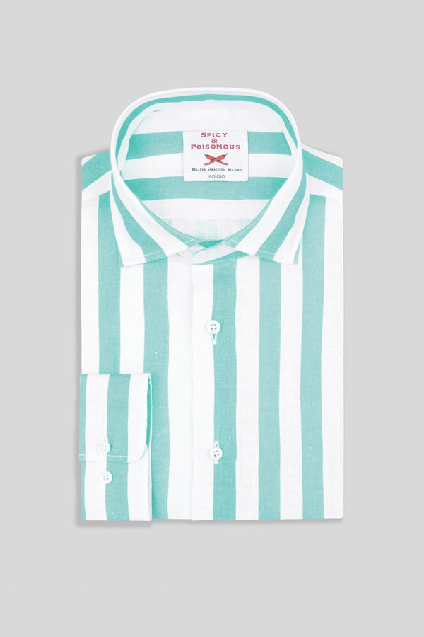 sky striped linen shirt - soloio