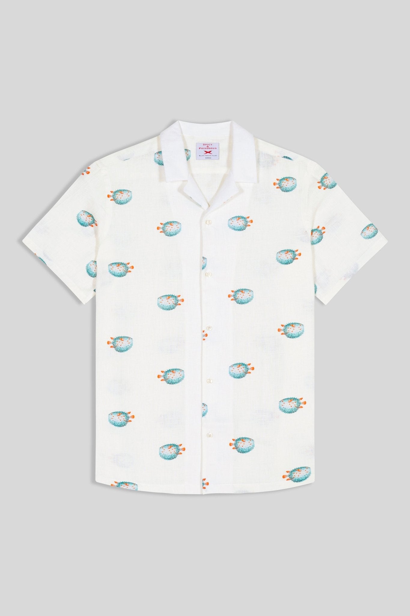 linen shirt with separate pufferfish green - soloio