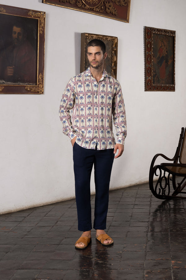 men’s linen shirt tambour