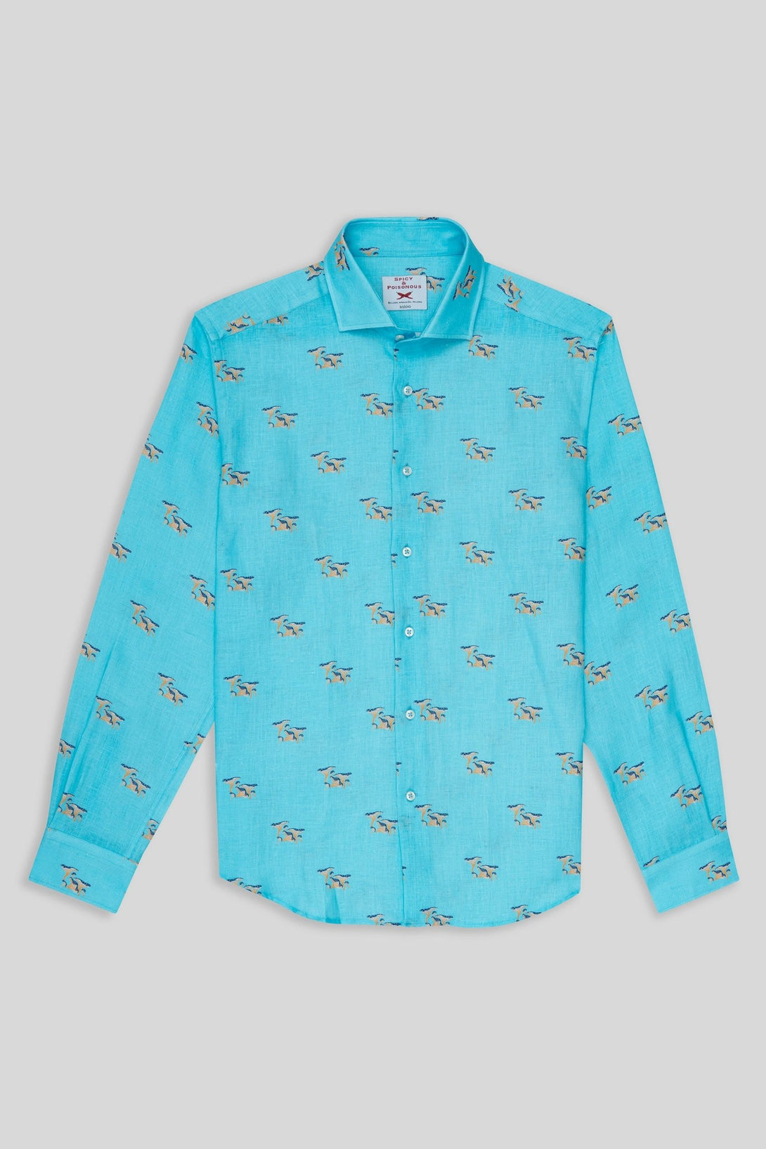 turquoise linen mushroom shirt - soloio