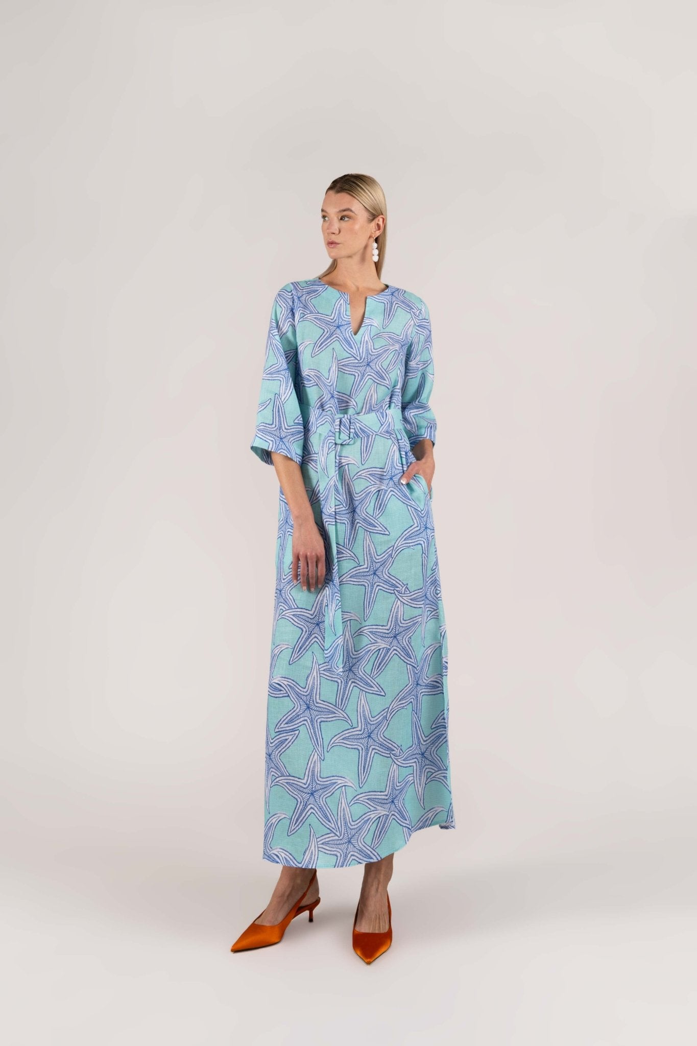 turquoise star stelle kaftan - soloio