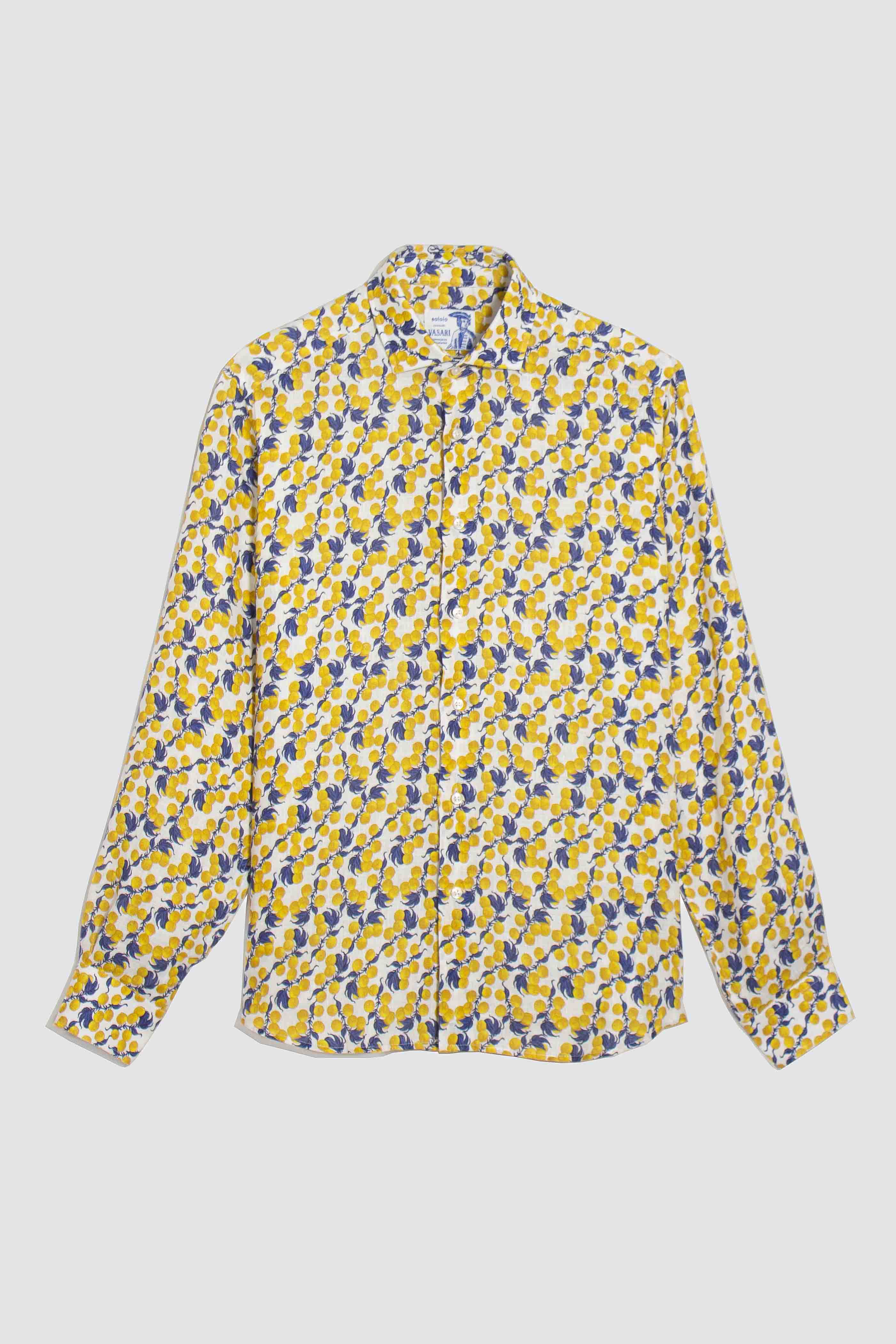 camisa de lino grosellas amarillas