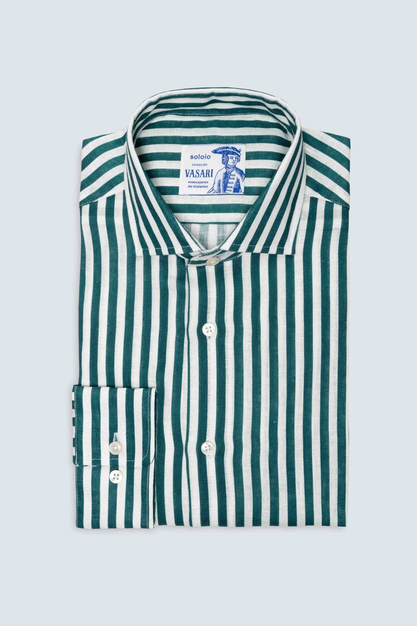 linen shirt green dolomitis stripes - soloio