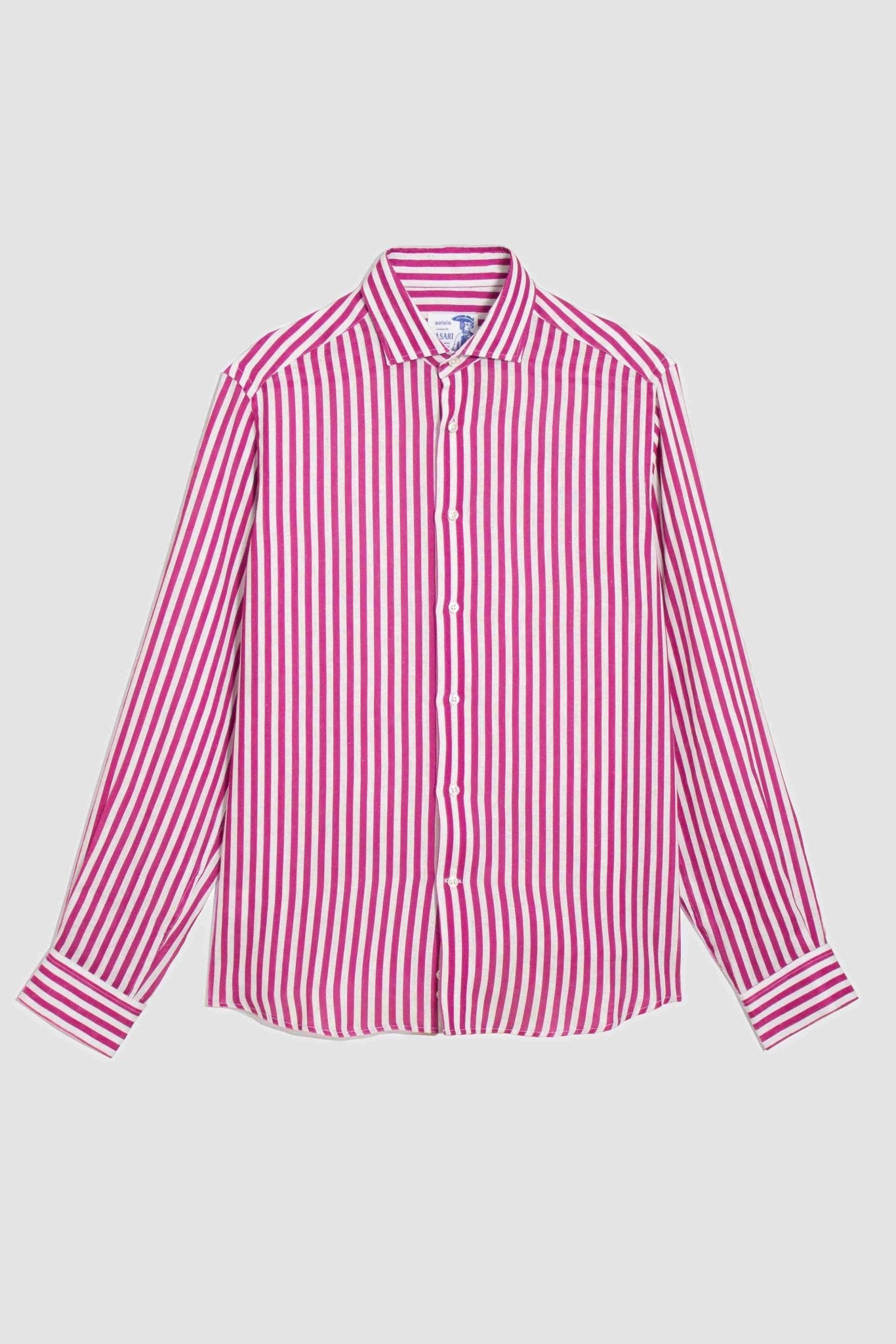 linen striped shirt fuxia - soloio