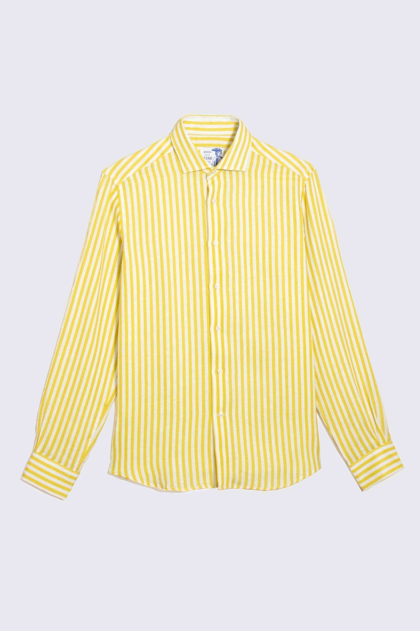 linen striped shirt yellow - soloio