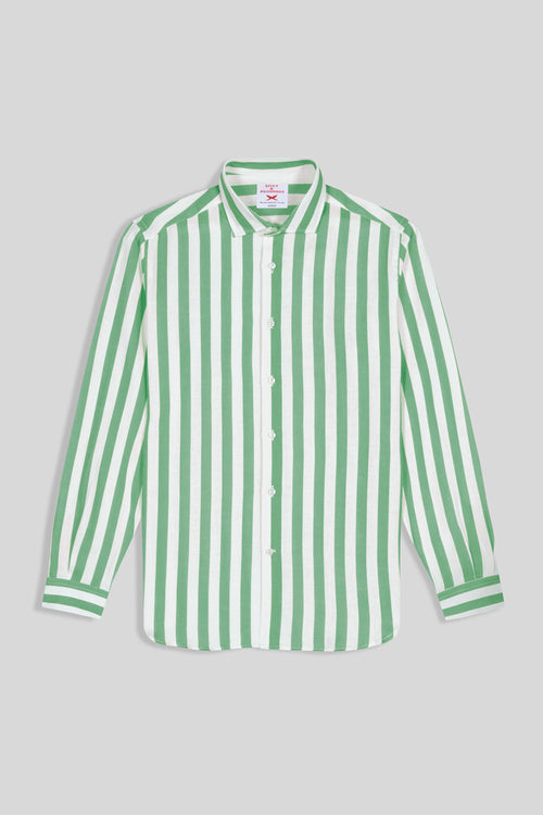 camisa de lino rayas verde neptuno