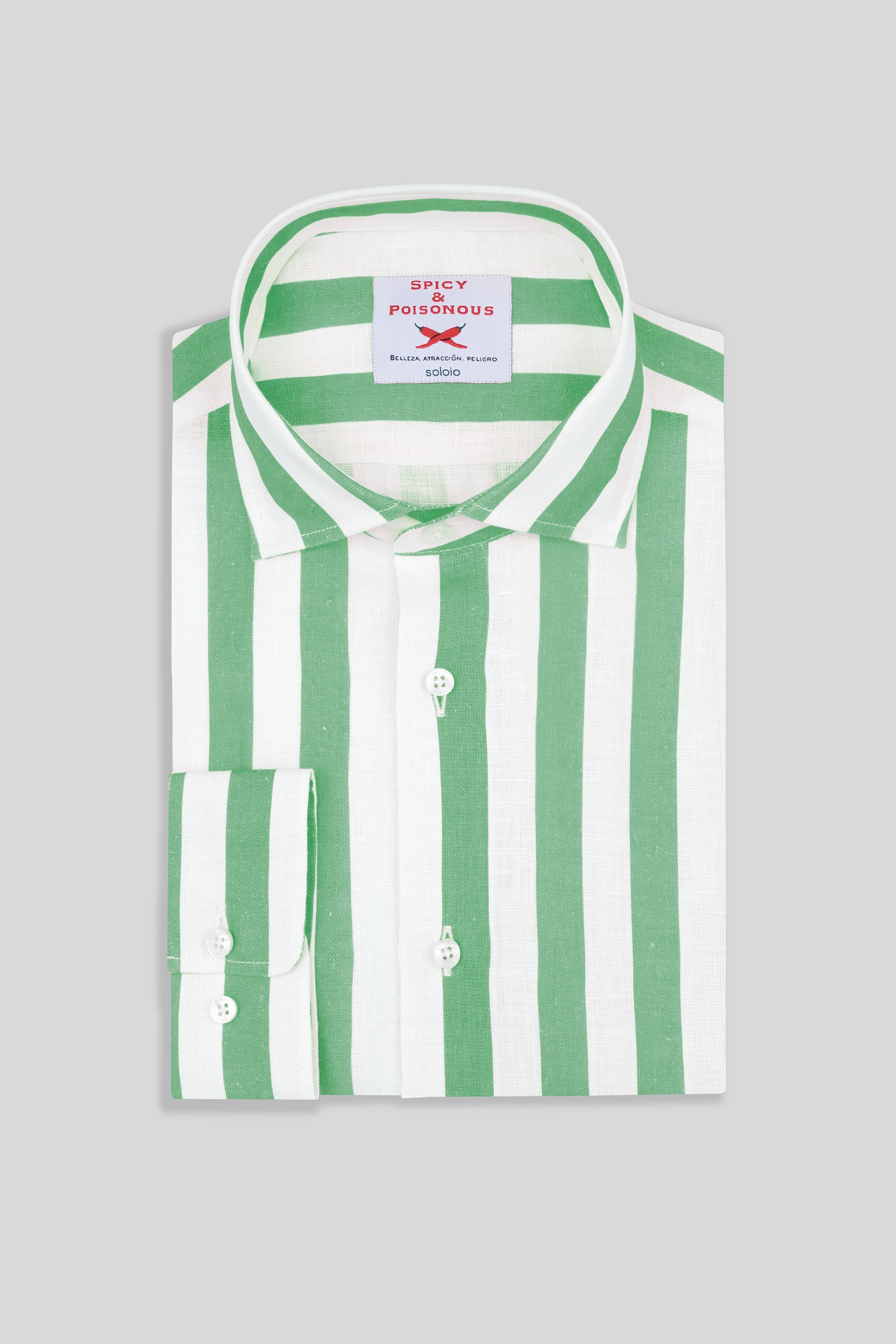 camisa de lino rayas verde neptuno