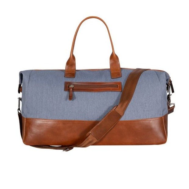 vintage blue leather and canvas briefcase - soloio