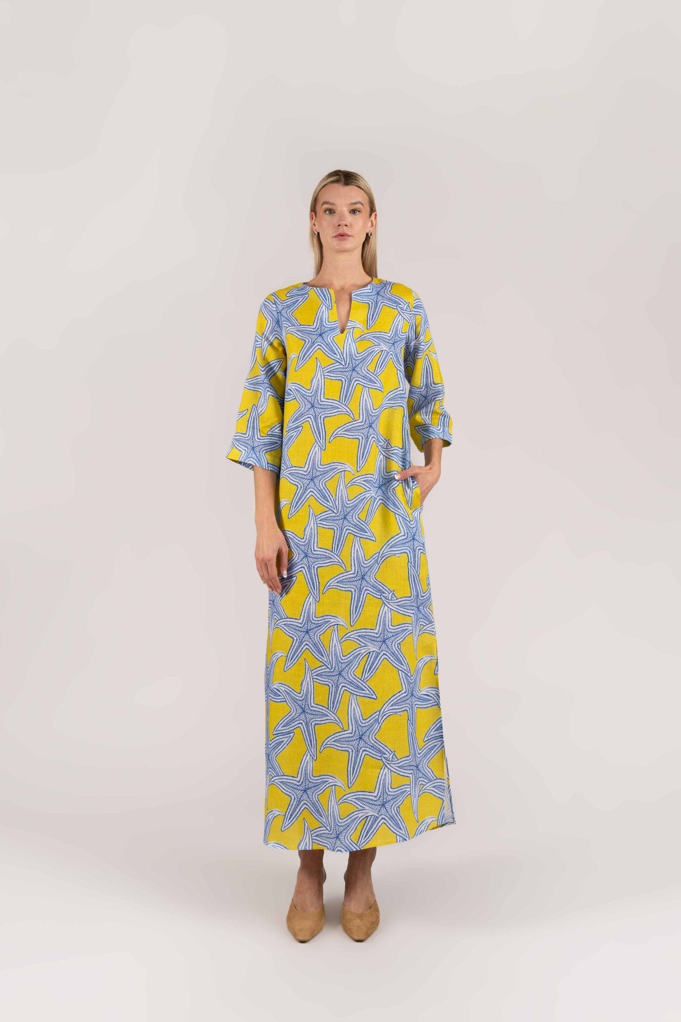 yellow star stelle kaftan - soloio