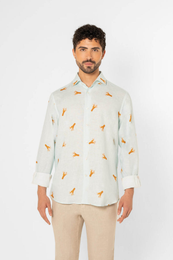 linen shirt with elongated octopuses s&p ml