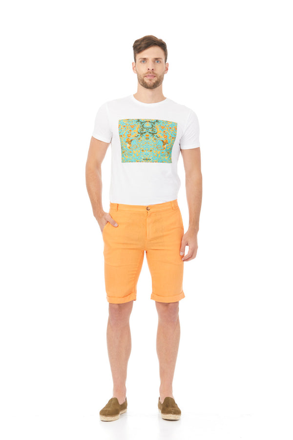 basic linen bermuda shorts orange