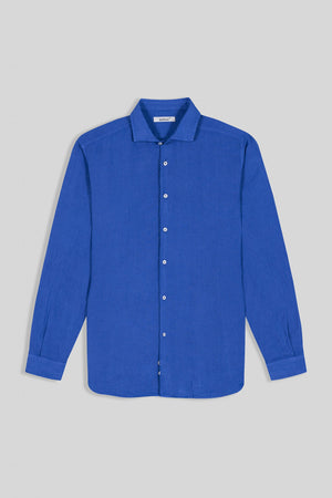 basic linen shirt trueblue - soloio