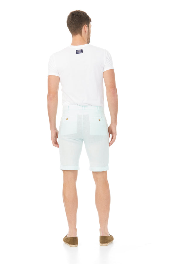 basic linen bermuda shorts aqua