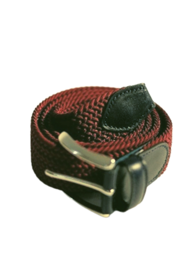 burgundy braided elastic belt