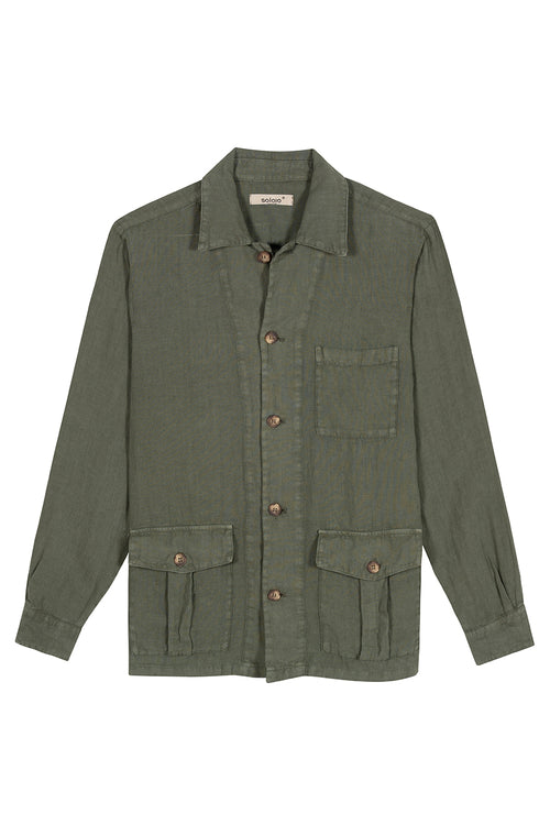 new sahara linen jacket military green
