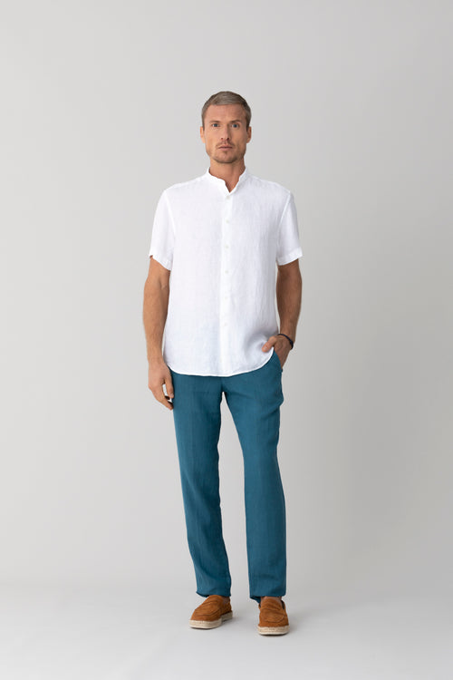 basic linen shirt mao collar white