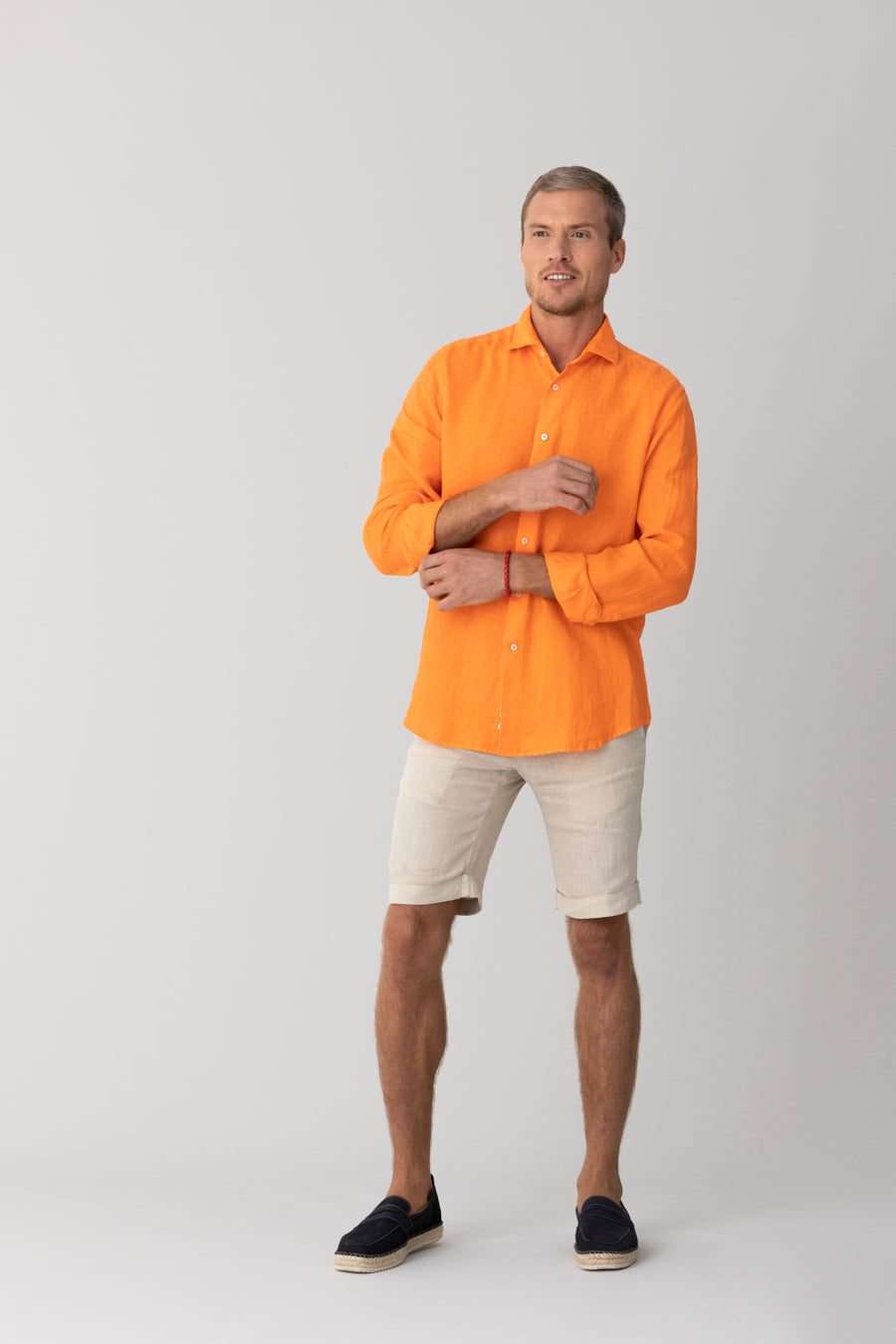 basic linen shirt strong orange - soloio